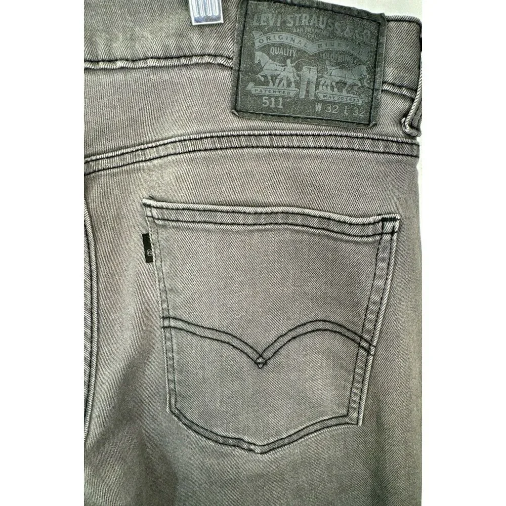 Levi's 511 Jeans Mens 32x32‎ Black Skinny Straight Leg Dark Wash Denim Pants
